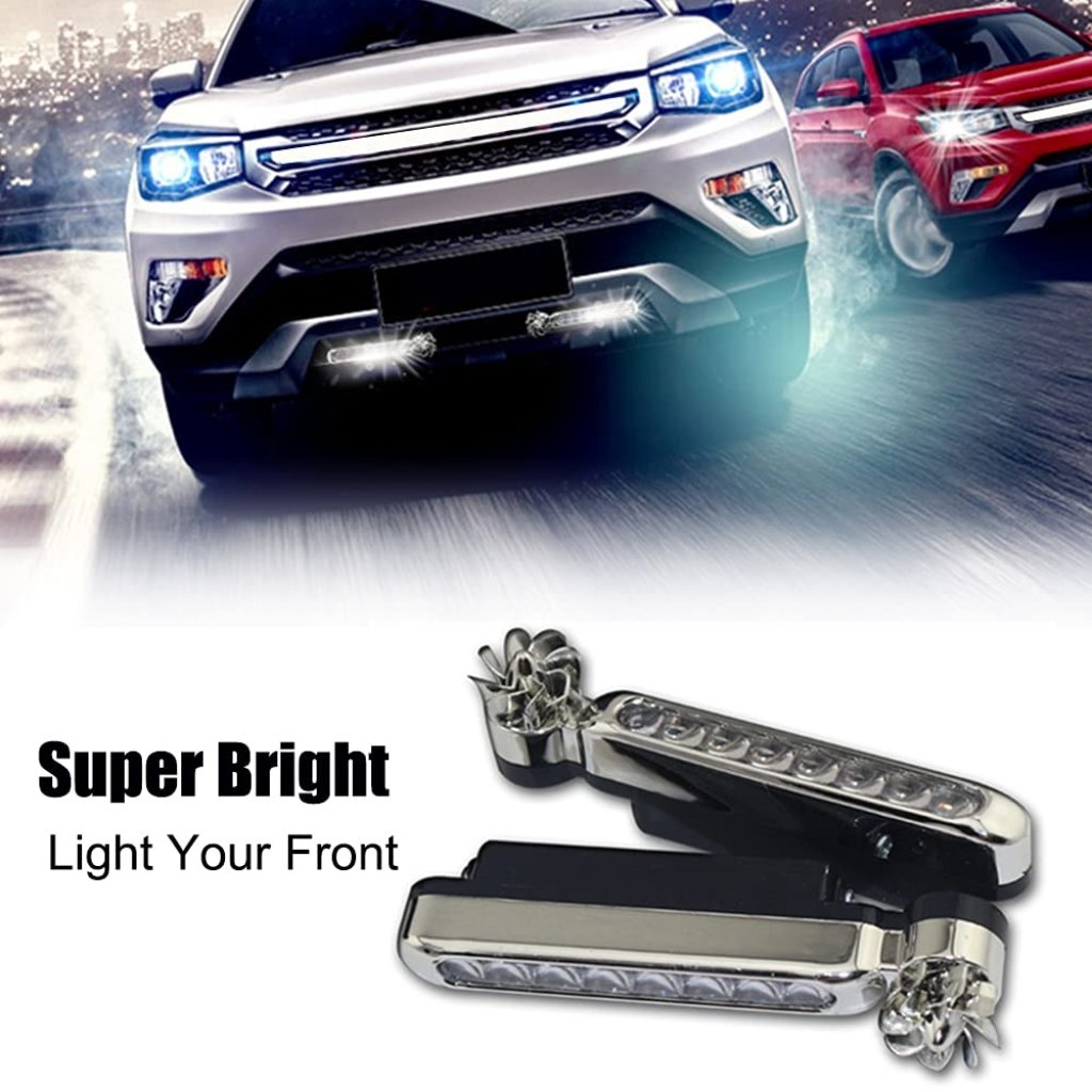 2pcs Universal Car Wind Power Daytime Running Light, 8 LED